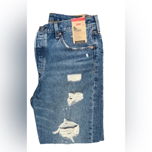 Levi's® 501 High Rise Distressed Cropped Straight Skinny Jeans - Picture 8 of 11